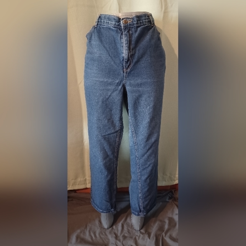 Woman Within Classic Blue Straight Leg Jeans - Picture 2 of 8